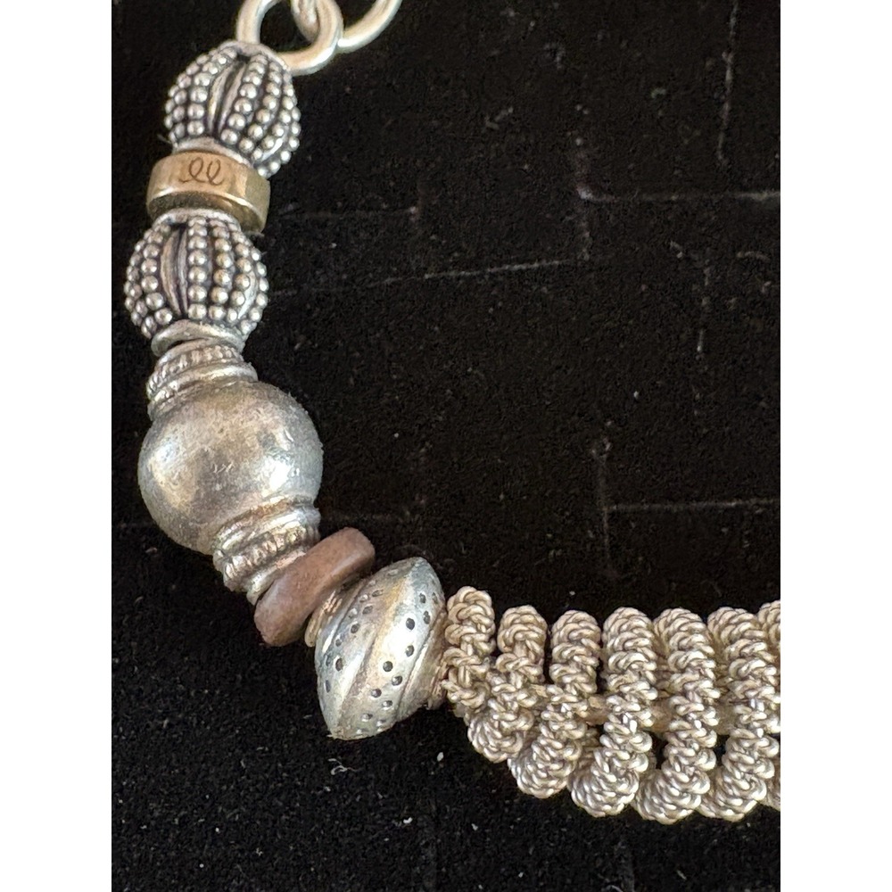 Artisan Sterling Silver Copper Bead Statement Fancy Wire Wrap Bracelet 46 Grams - Picture 8 of 16